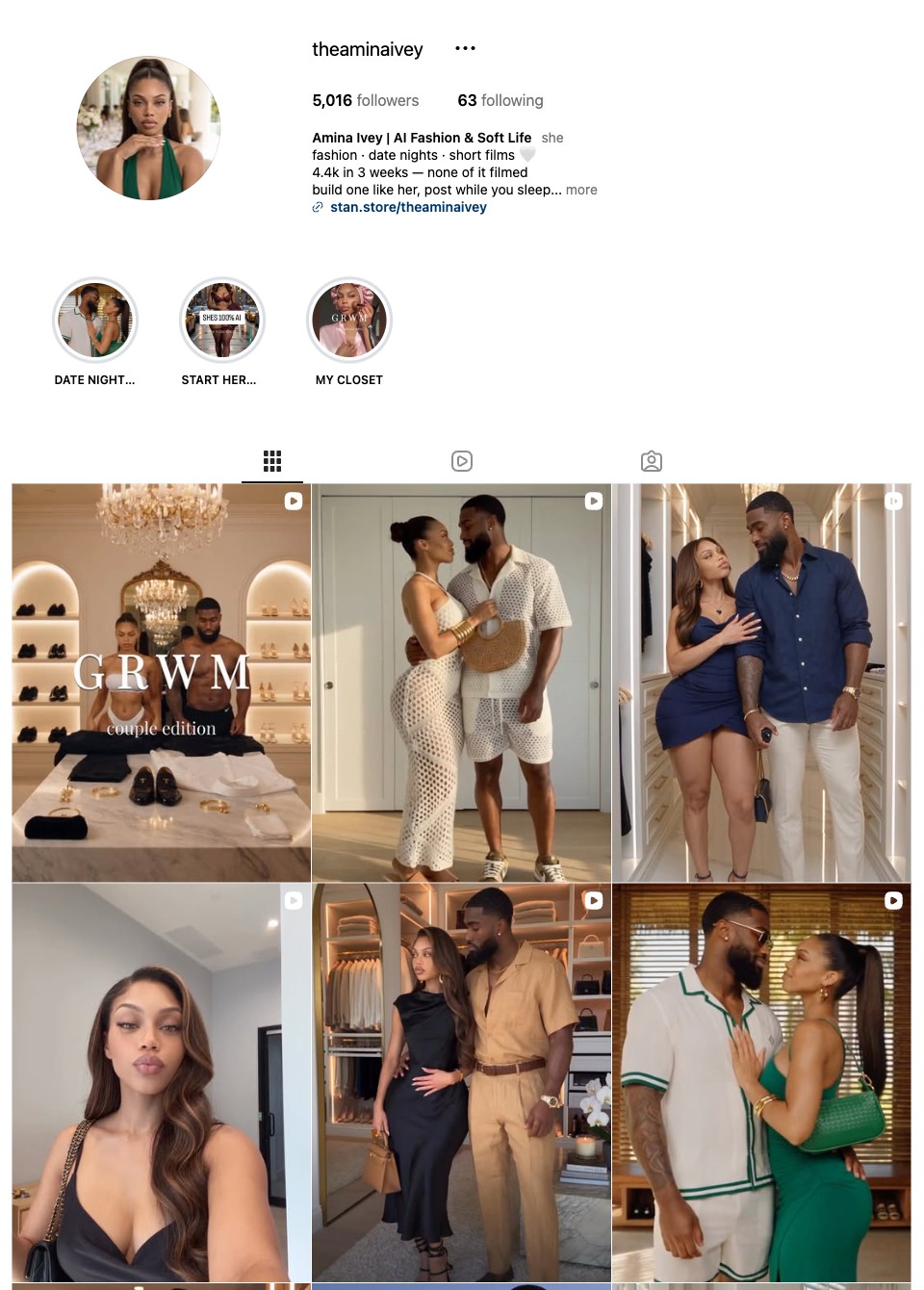 Amina's real Instagram page